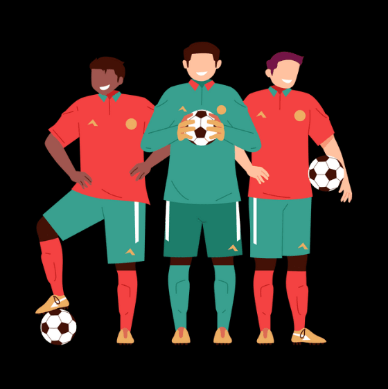 Illustration of youth football players